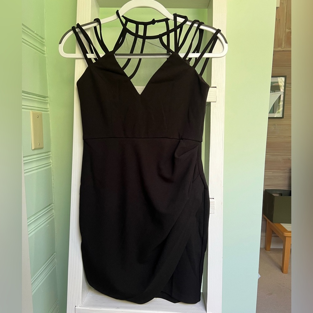 Angel Biba brand new dress from Selfie Leslie, black with straps and mesh chest
